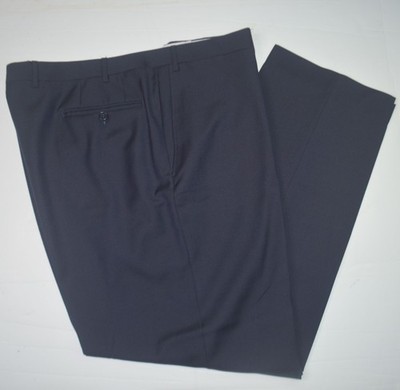 CANALI 100% Wool Navy Flat Front Dress Pants 42 x 32