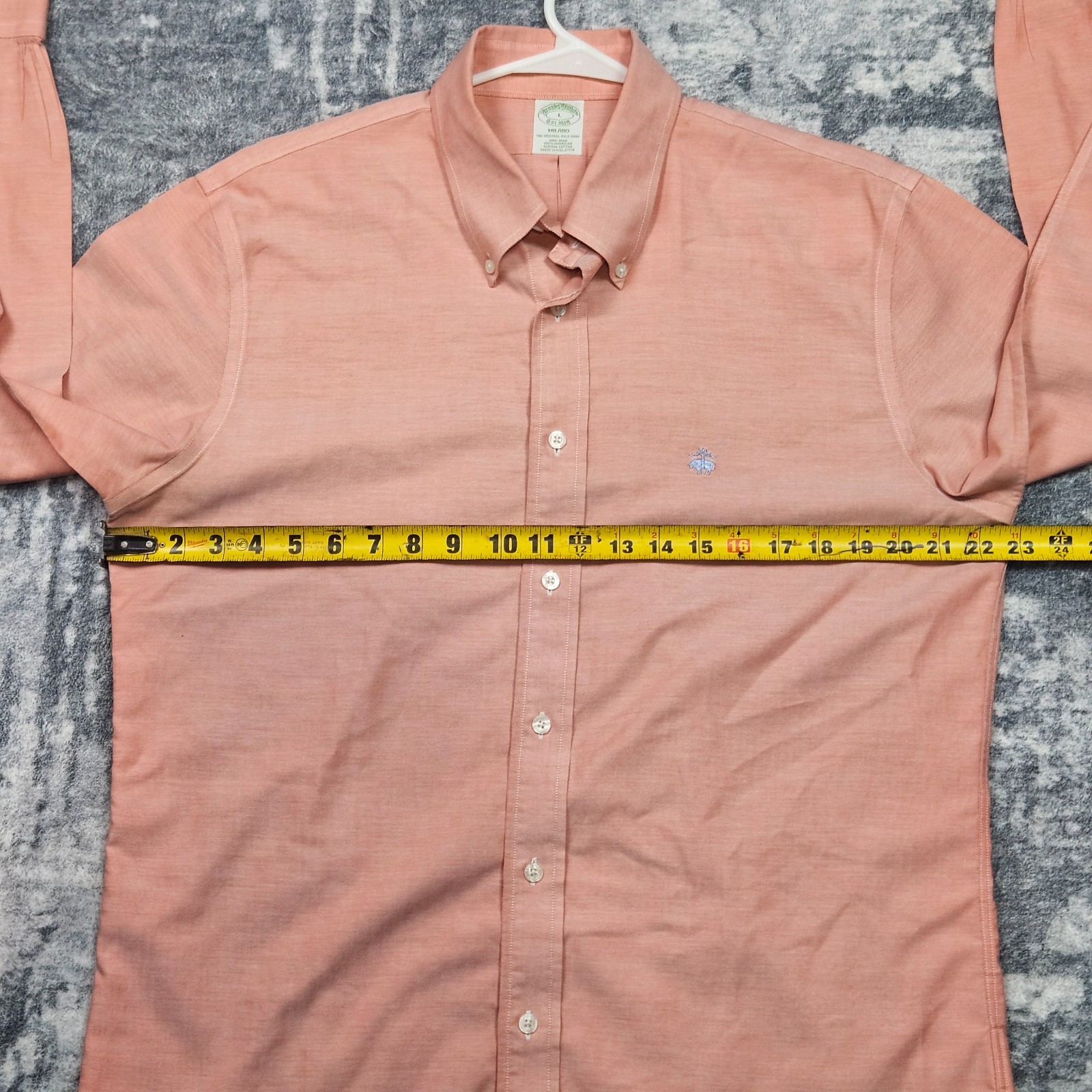 Brooks Brothers Milano Peach American Supima Cotton Non-Iron Dress Shirt Mens L thumbnail 7