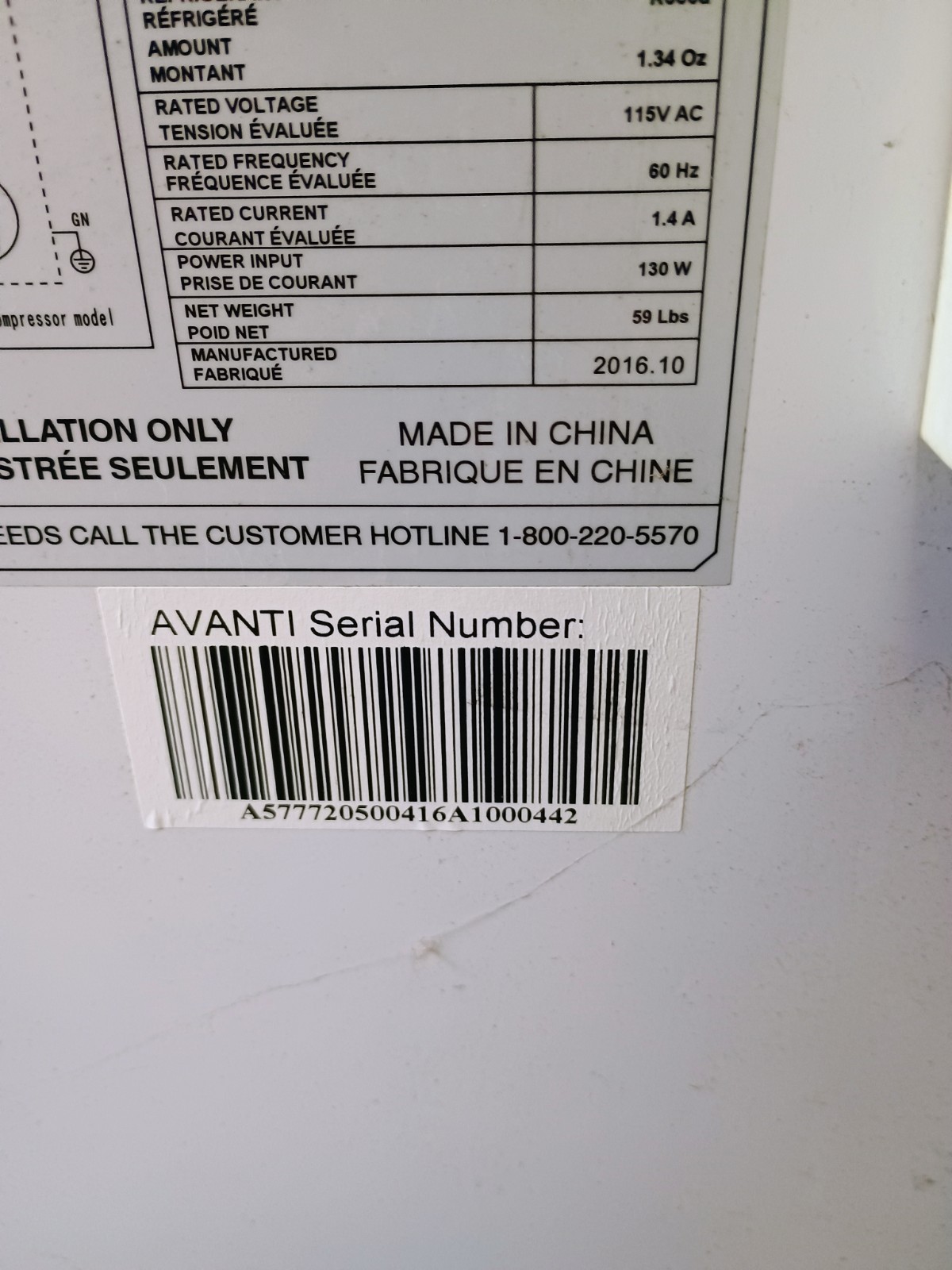 Avanti CF50B0W - 5 cu ft Chest Freezer - White