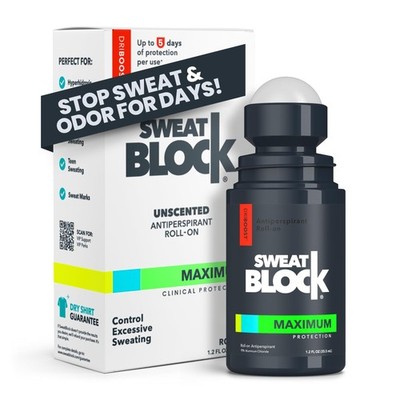 SweatBlock Maximum Strength Roll-On Antiperspirant for Men and Women 1.2 FL OZ H