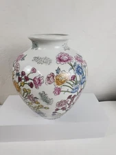 Vintage WBI Ceramic Floral Hand Painted Vase China 9"