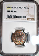 NGC MS-63 BN 1864 Two Cent Piece, Superbly Struck, Blazing specimen!