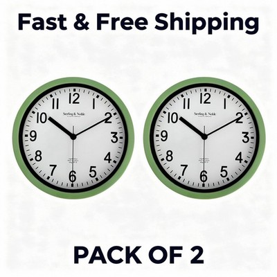Mainstays Basic Indoor 8.78'' Sage Analog Round Modern Wall Clock (2 Pack)