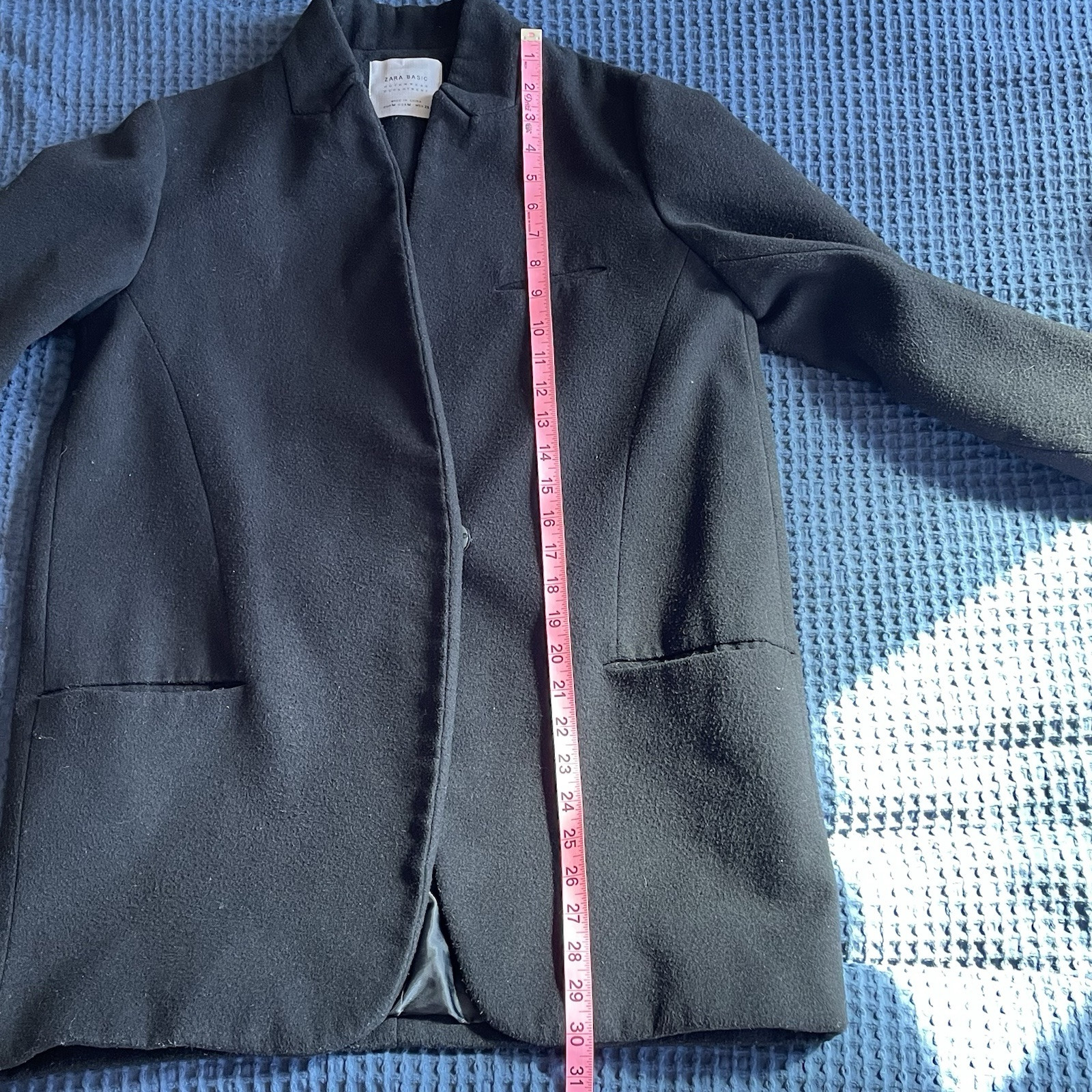 Zara Basic Outwear Black Wool Jacket Medium - image 9