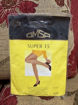Omsa Super 15, Grey Sheer 15 Denier Tights, Nylon with Lycra, Large, BNWT