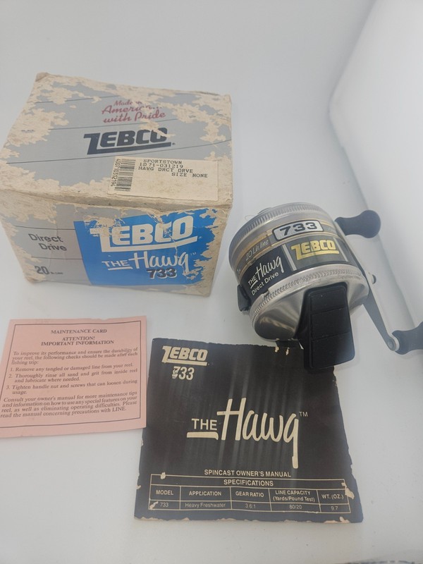 Vintage Zebco 733 Hawg Spincast Fishing Reel NOS CIB Unused Heavy Tackle