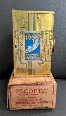 1933 CHICAGO WORLDS FAIR Century of Progress PECOPTIC MECHANICAL VIEWER - RARE!