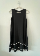 NWT J. Jill Wearever Collection SP Black Stretch Sleeveless MIDI Dress Layer Hem