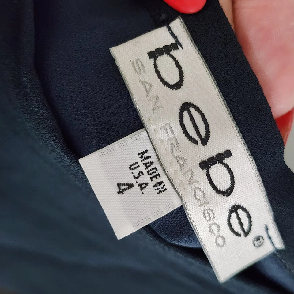 Maxi Falda De Colección Y2K Bebe San Francisco Azul Marino Línea A Viscosa Transparente Talla 4 EE. UU. Foto 3 de 4