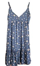 Vintage Babydoll Slip Dress 90s Y2K Cottagecore Boho Bohemian Hippie Sz M Blue