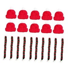 20pcs Mini Christmas Knit Hat Scarf Doll Hat Scarf Dog Costume Wine Green 3