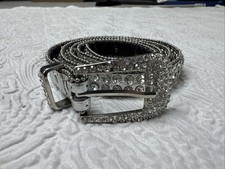 Vintage Western-Style Rhinestone Belt Multi-Row Crystal, 2XL-45", 3/4" width