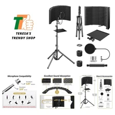 Isolation Shield Pack for Mic, High Density Absorbent Foam Shield with Pop Fi...