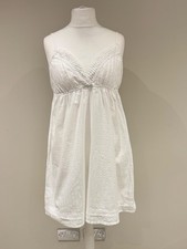 NEXT Sleep Wear Nightdress Size 18 White Broderie Anglaise Knee Length Strappy