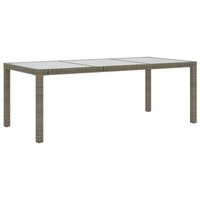 Gartentisch Grau 190X90X75 Cm Hartglas Und Poly Rattan