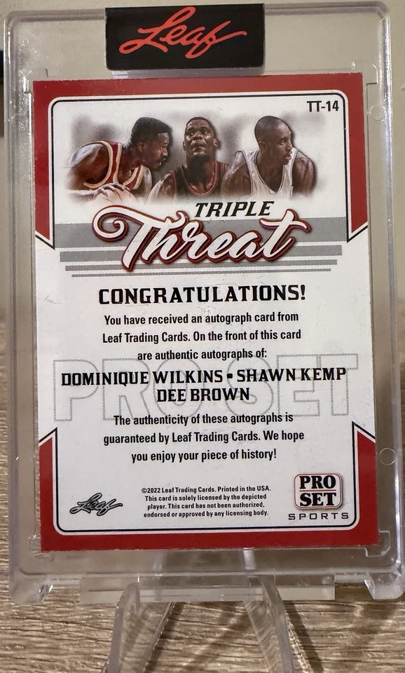 Dominique Wilkins/Shawn Kemp/Dee Brown - 2022 Leaf Pro Set TRIPLE AUTO  - Image 2 of 2