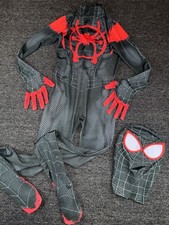 Spider-Man Kids Black Red Full Bodysuit Costume Jumpsuit Stretch Halloween M