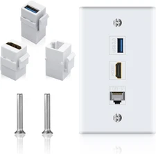 HDMI RJ45 Wall Plate, 3Port HDMI USB Outlet Wall Plate, 1 X HDMI Female to Femal