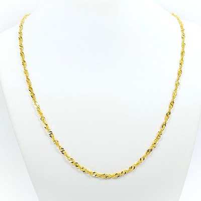 22K Solid Yellow Gold Singapore Chain Necklace 22'' 2.15mm Genuine 916 Hallmarked