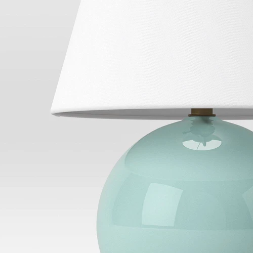 Blue Round Table Lamp with Tapered Shade - Threshold