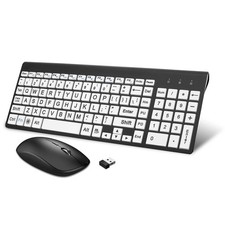 HXMJ-Wireless Large Print Keyboard and Mouse Set with USB Receiver Quiet Sci...