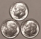 (3) 1963-D Roosevelt Dimes - About Uncirculated - #4144E - FREE SHIPPING