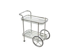 Beistelltisch / Servierwagen 2947, mit 2 Glasplatten und Rollen, chromfarben