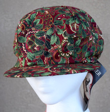 Vintage Infinity Chic Paperboy Hat Women's Red  Green Paisley Designer Fashions