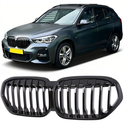 NIEREN GRILL ZIERGITTER PASSEND FÜR BMW X1 F48 LCI EINZELSTEG GLÄZEND SCHWARZ