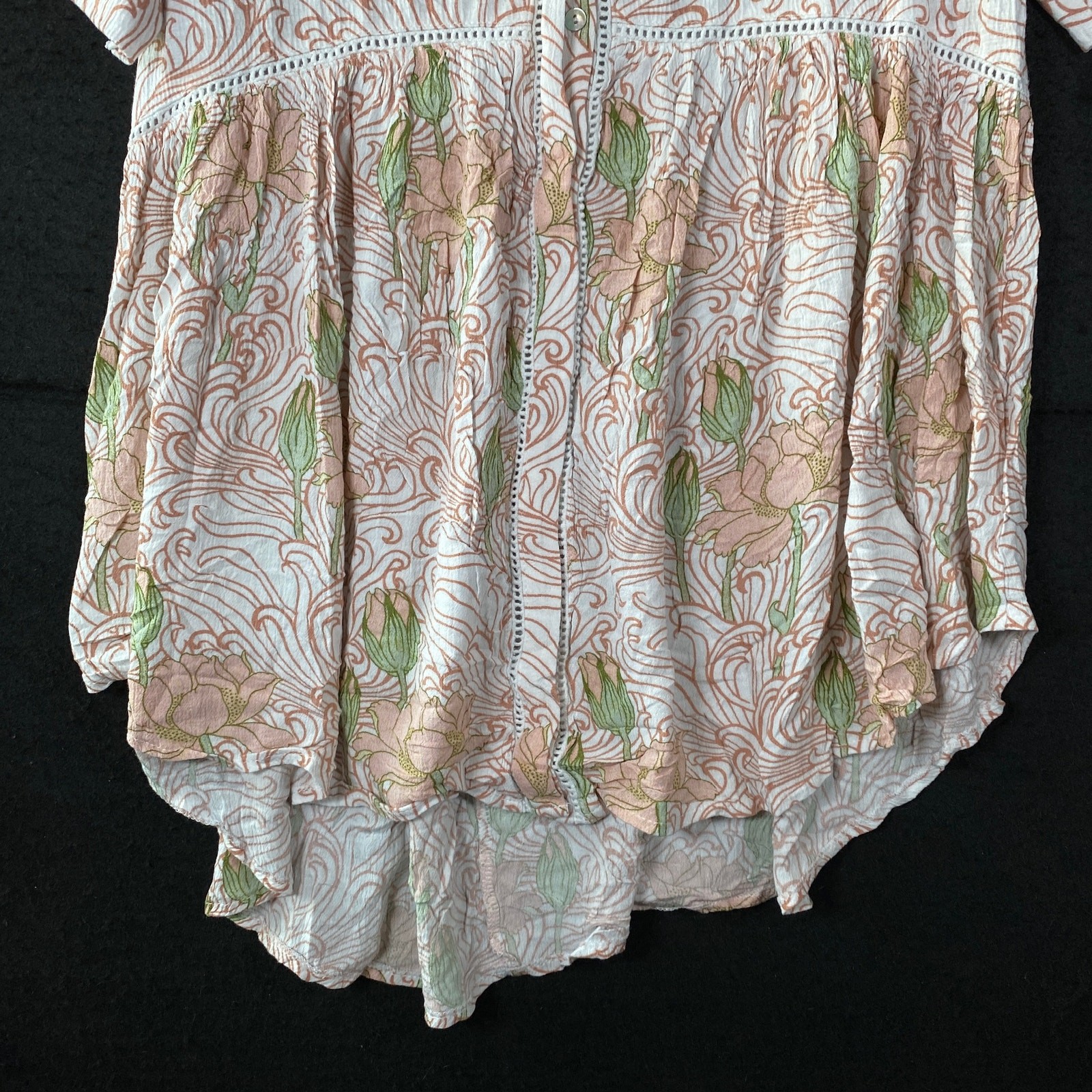 Akemi + Kin Anthropologie Womens Blouse White Multi Paisley Button Down XS image 3
