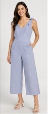 ELLE Women  s Seersucker Wide Leg Jumpsuit   Size Large   Pre-Owned