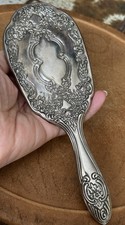 Vintage Vanity Heavy Dresser Hair Brush Silver Plated 8 Long Decor