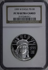 1999 W Proof Platinum Eagle 1 oz NGC PF70 2595.00 per troy oz