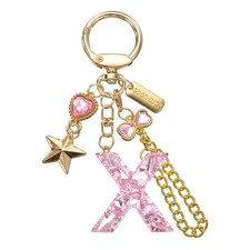 Initial Letter Keychain for Women Cute Heart Butterfly Star Chain Pink X