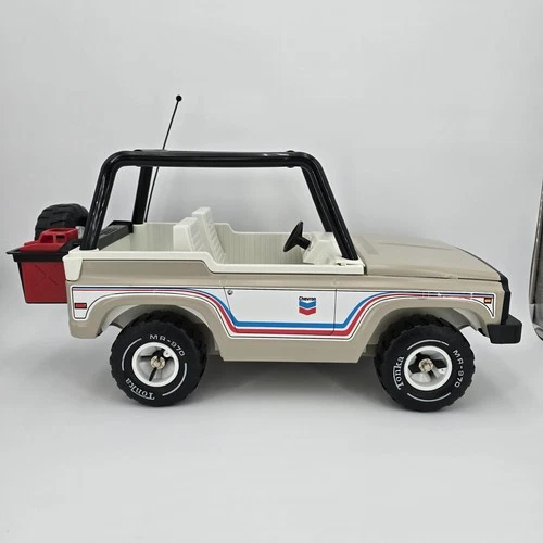 Vintage Tonka Truck Toy Chevron Off Road SUV Jeep Tin Litho 1980s Made in USA