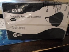 50 Black KN95 Face Mask 3d Disposable Respirator Executive Standard  Sealed Box
