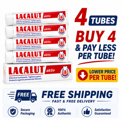 Set  4 Pack  Toothpaste Lacalut Aktiv, 75 ml Gums Made in Germany 75ml