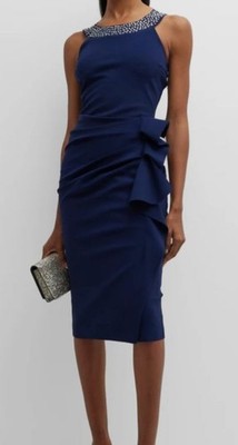Chiara Boni La Petite Robe Womens Rhinestone-Embellished Midi Dress Size 2
