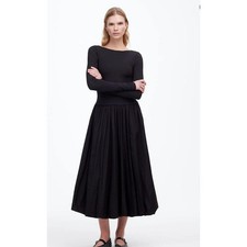 NWT Madewell Bubble-Hem Midi Dress Black Formal Chic Minimalistic 4