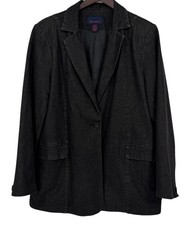 Denim  Co Denim Blazer Women's Large Black Light Wash Jacket Lined