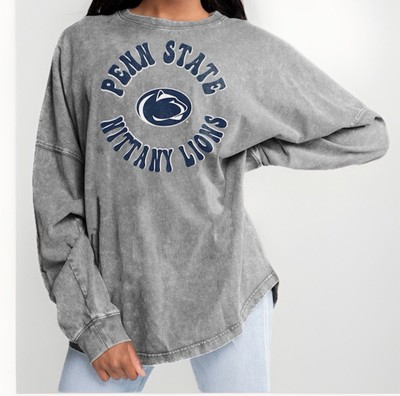 Penn State Nittany Lions Gameday Couture Faded Wash Oversized L/S Shirt, Large