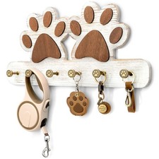 Farmhouse Key Holder for Wall - Decorative Dog Leash Hanger and Coat Rack Wal...