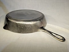 Vtg 1930'S HAMMERED CHROME LODGE Cast Iron SKILLET 8 1-NOTCH Heat Ring Unmkd