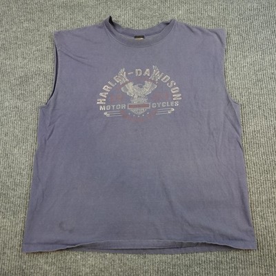Vintage Harley-Davidson Shirt Mens 2XL Blue Eagle House Of Harley Cutoff 2002