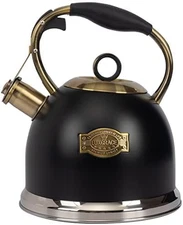 Tea Kettle 3.0 Quart Tea Kettle Stovetop Whistling Teapot Stainless Steel Black