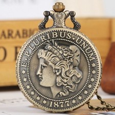 Gifts With Sweater Chain Souvenir Pattern Bronze U.S. Coin Quartz Pocket Watch