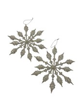 Hand Beaded Large Clear Iridescent Snowflake Christmas Ornament 8.5" Lot of 2