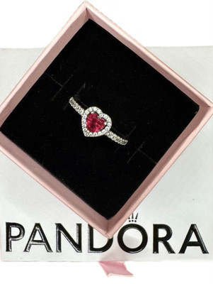 Pandora Ring Sterlingsilber Erhöhtes Rotes Herz Größe 56