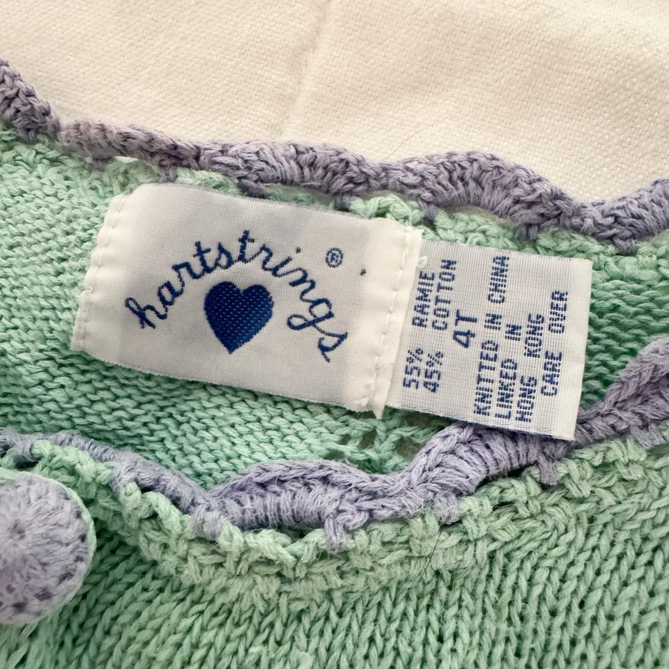 Hartstrings Vintage Toddler Girl Sweater Vest 4T 90s Easter Spring Hats - Image 3 of 4