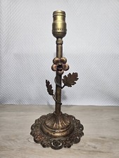 Vintage Brass Painted Table Lamp LEVITON Gold Flower Made In USA 250W Rare